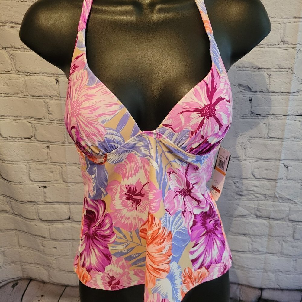 Salt + Cove Juniors' Hot Hibiscus Halterkini Top